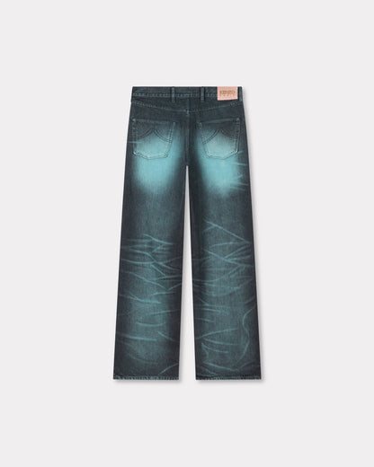 Kenzo Turn Up Wide Fit Jeans In Japanese Denim