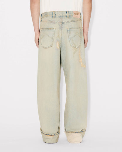 Kenzo Turn Up Wide Fit Jeans In Japanese Denim
