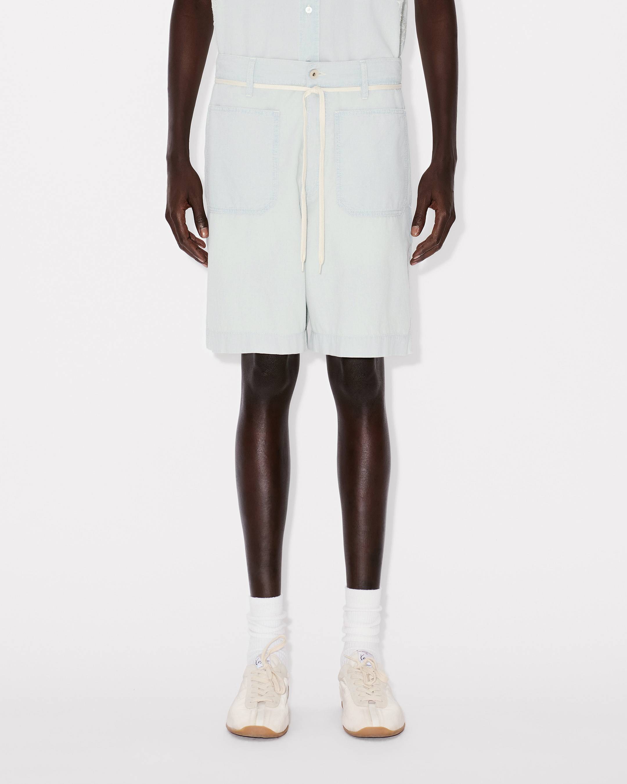 Kenzo Lace Straight Short In Stone Bleach Chambray