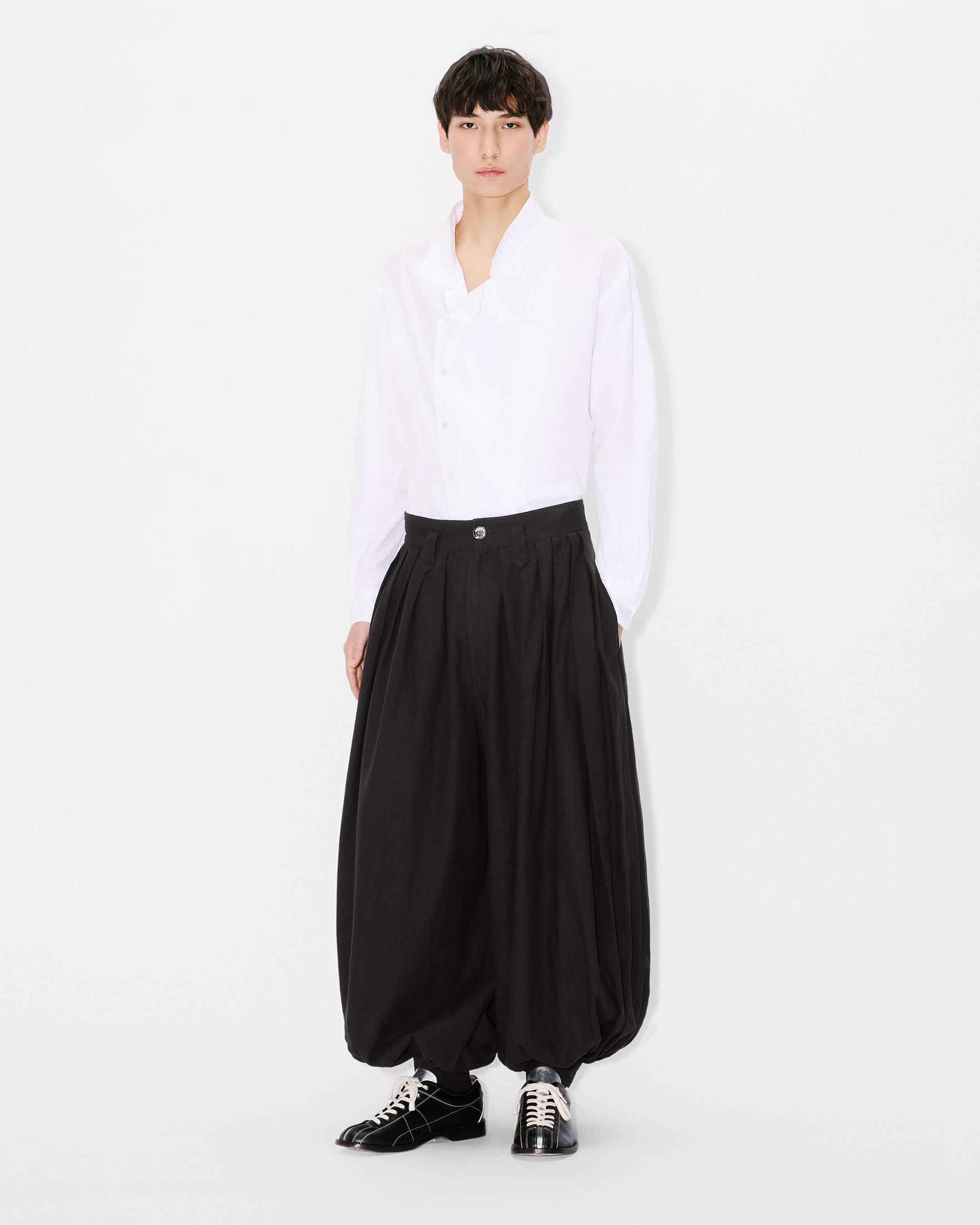 Kenzo Balloon Pleated Pants In Cotton Hemp