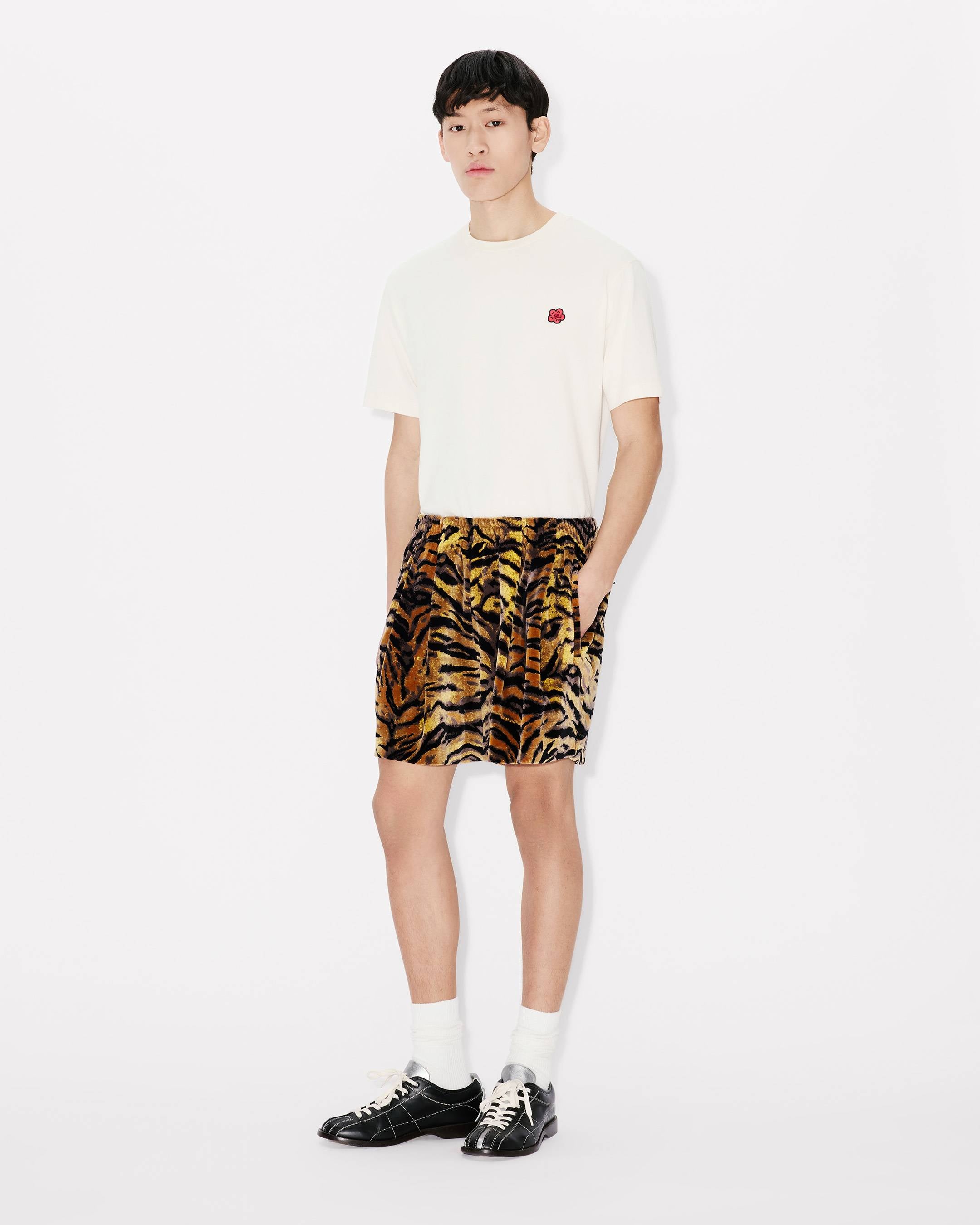 Kenzo Tiger Track Shorts In Velvet Jacquard