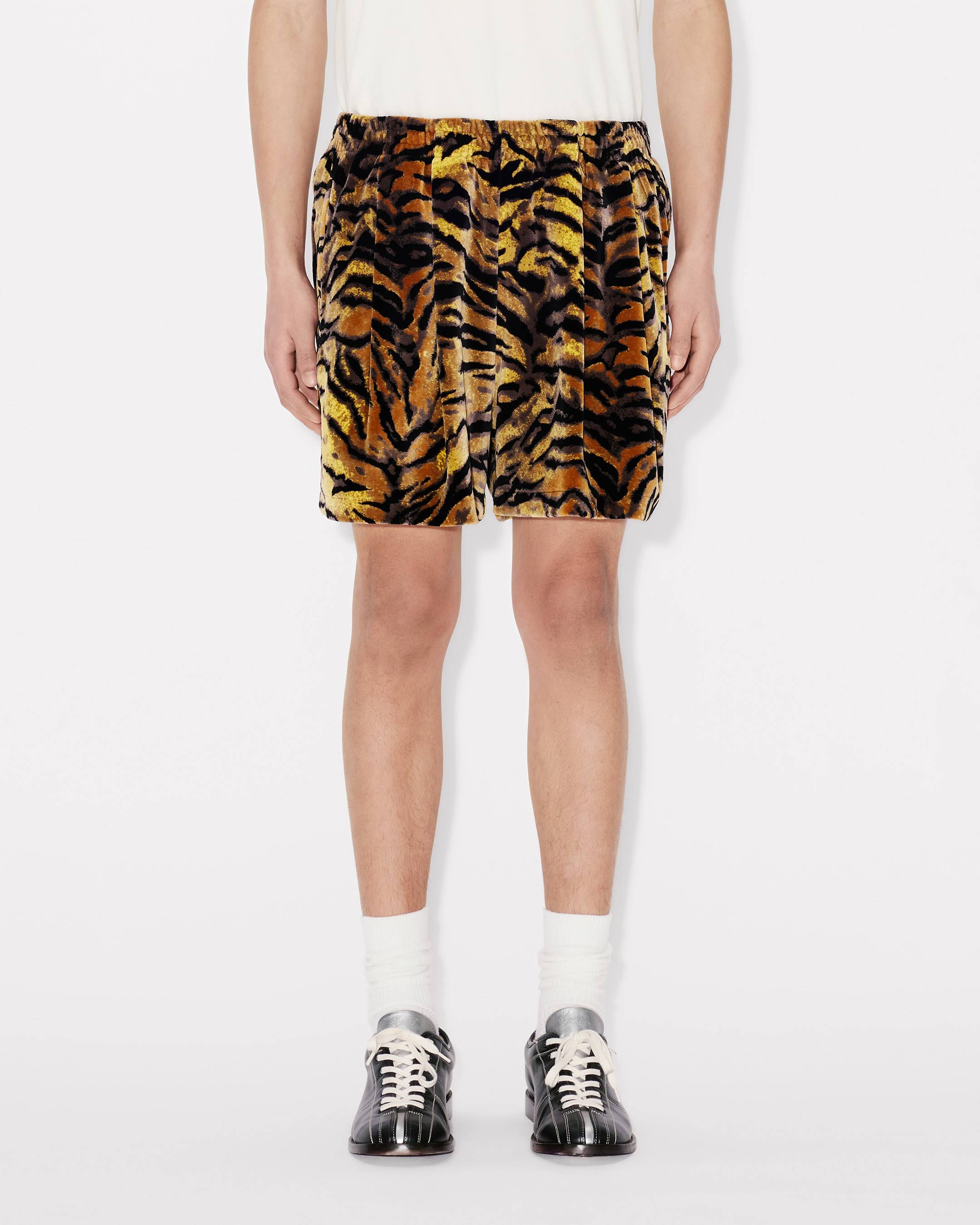 Kenzo Tiger Track Shorts In Velvet Jacquard