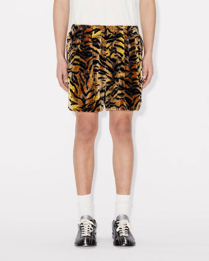 Kenzo Tiger Track Shorts In Velvet Jacquard