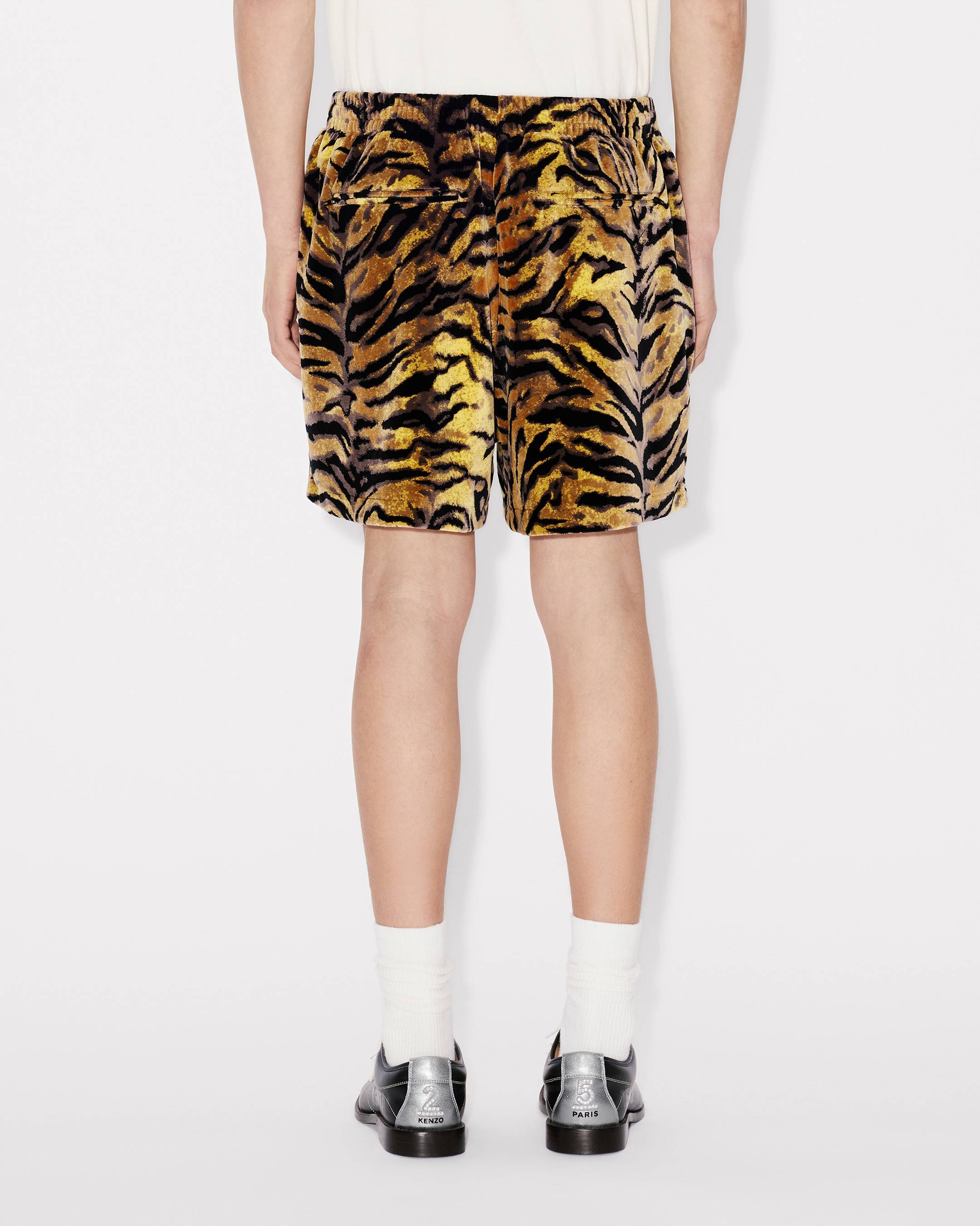 Kenzo Tiger Track Shorts In Velvet Jacquard