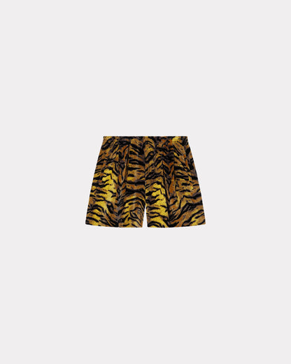 Kenzo Tiger Track Shorts In Velvet Jacquard