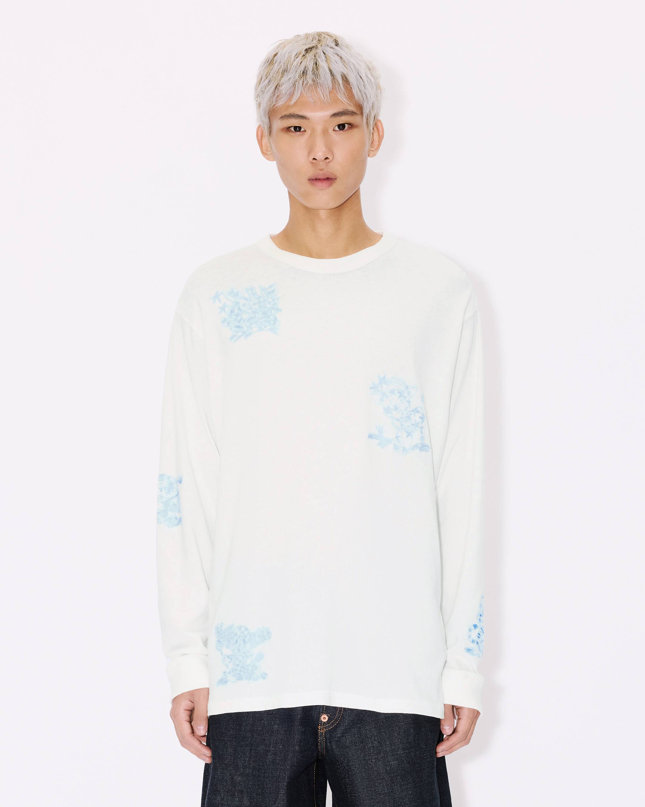 Kenzo Cartoon Outlined Relax Long Sleeve Tshirt In Cotton