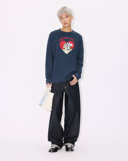 Kenzo Cartoon Outlined Relax Long Sleeve Tshirt In Cotton