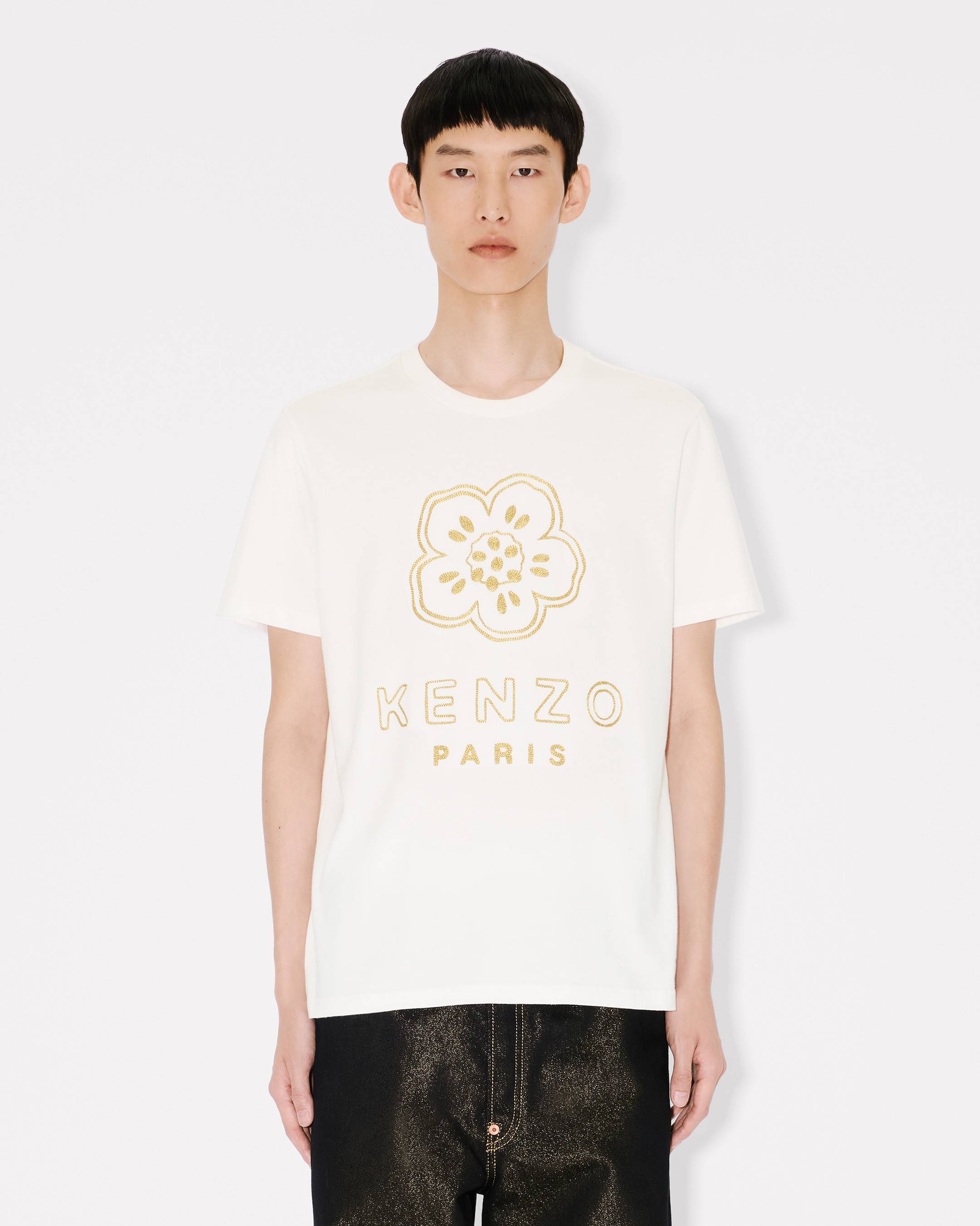 Kenzo Boke Flower Embroidered Slim Tshirt In Cotton