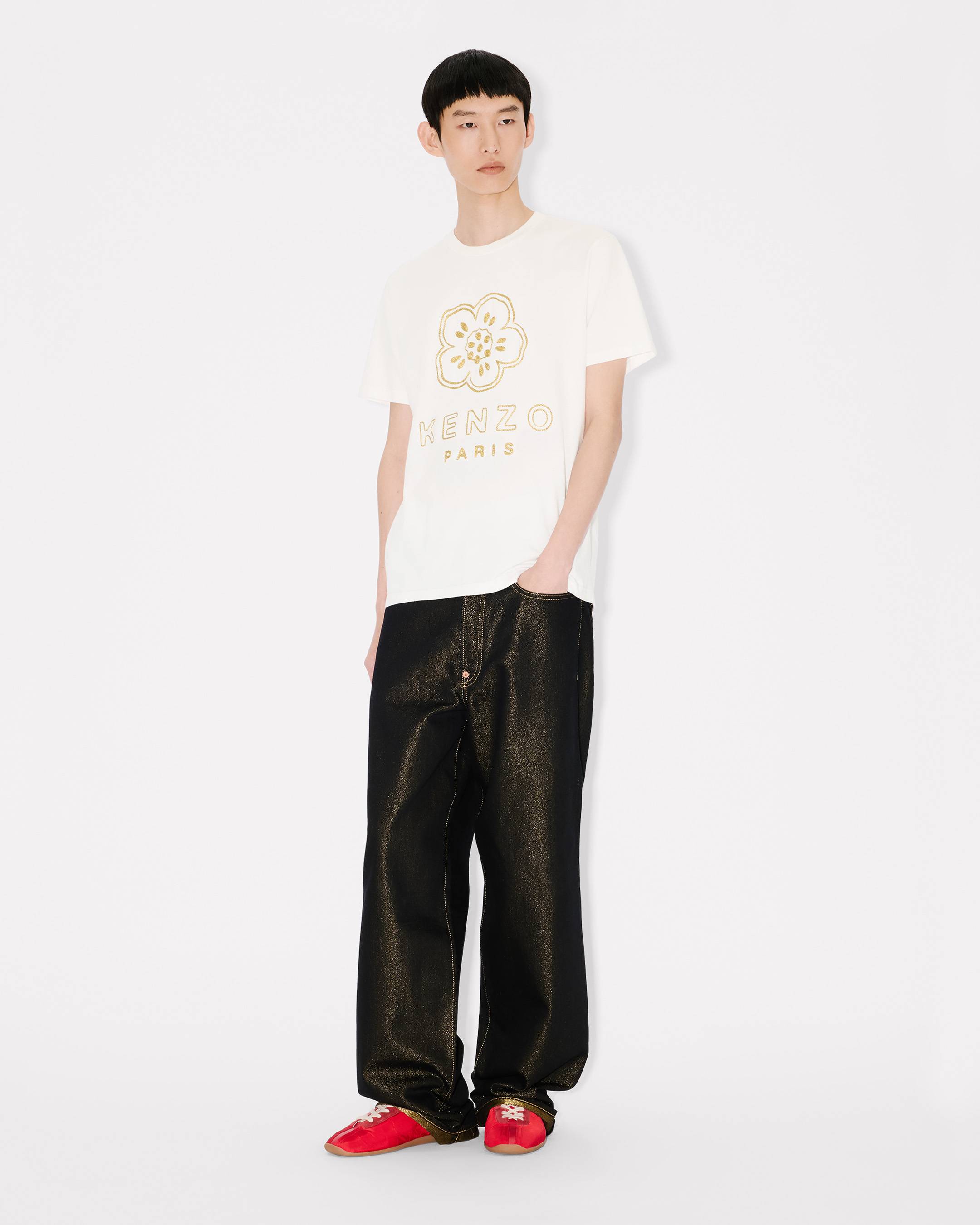 Kenzo Boke Flower Embroidered Slim Tshirt In Cotton