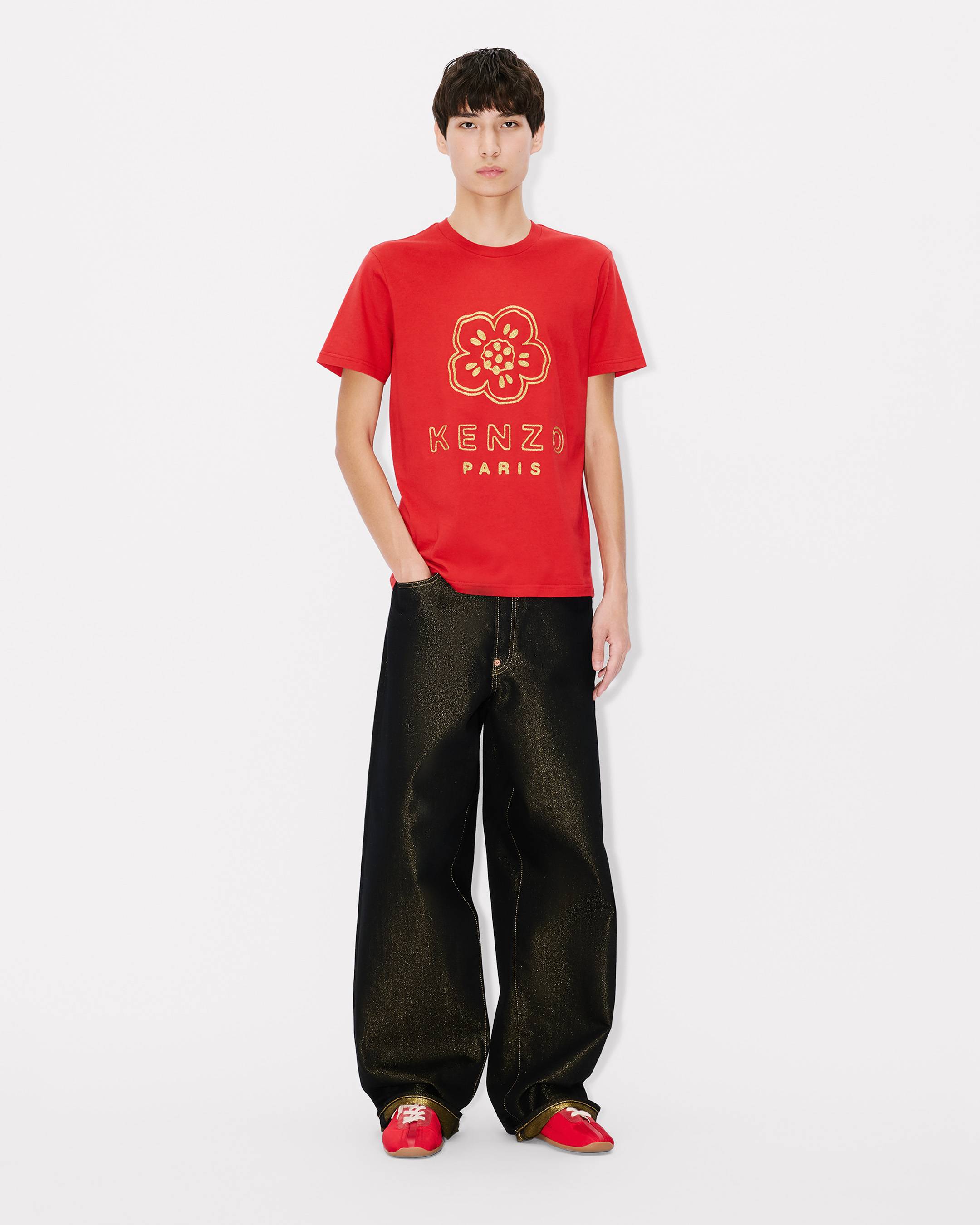 Kenzo Boke Flower Embroidered Slim Tshirt In Cotton