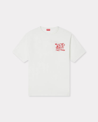 Kenzo Cartoon Embroidered Outlined Tshirt In Cotton