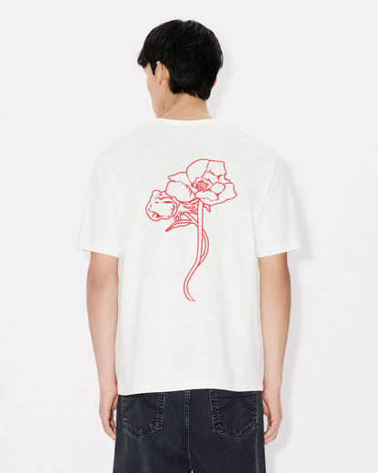 Kenzo Archive Rose Embroidered Outlined Tshirt In Cotton