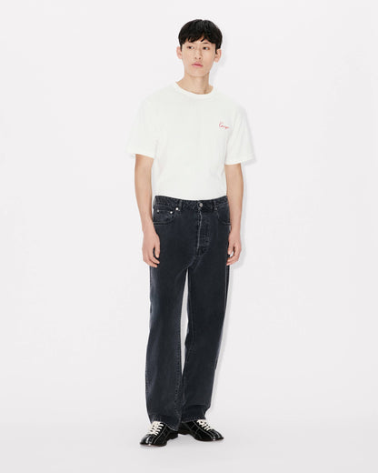 Kenzo Archive Rose Embroidered Outlined Tshirt In Cotton