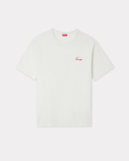 Kenzo Archive Rose Embroidered Outlined Tshirt In Cotton