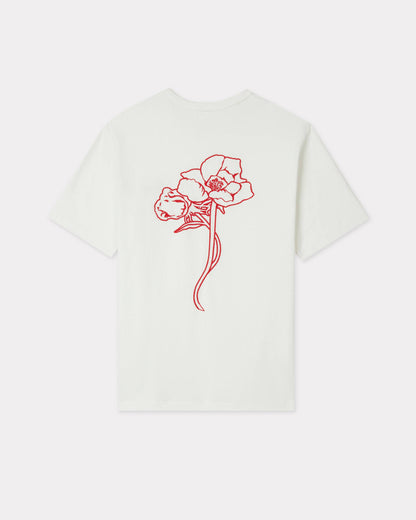Kenzo Archive Rose Embroidered Outlined Tshirt In Cotton
