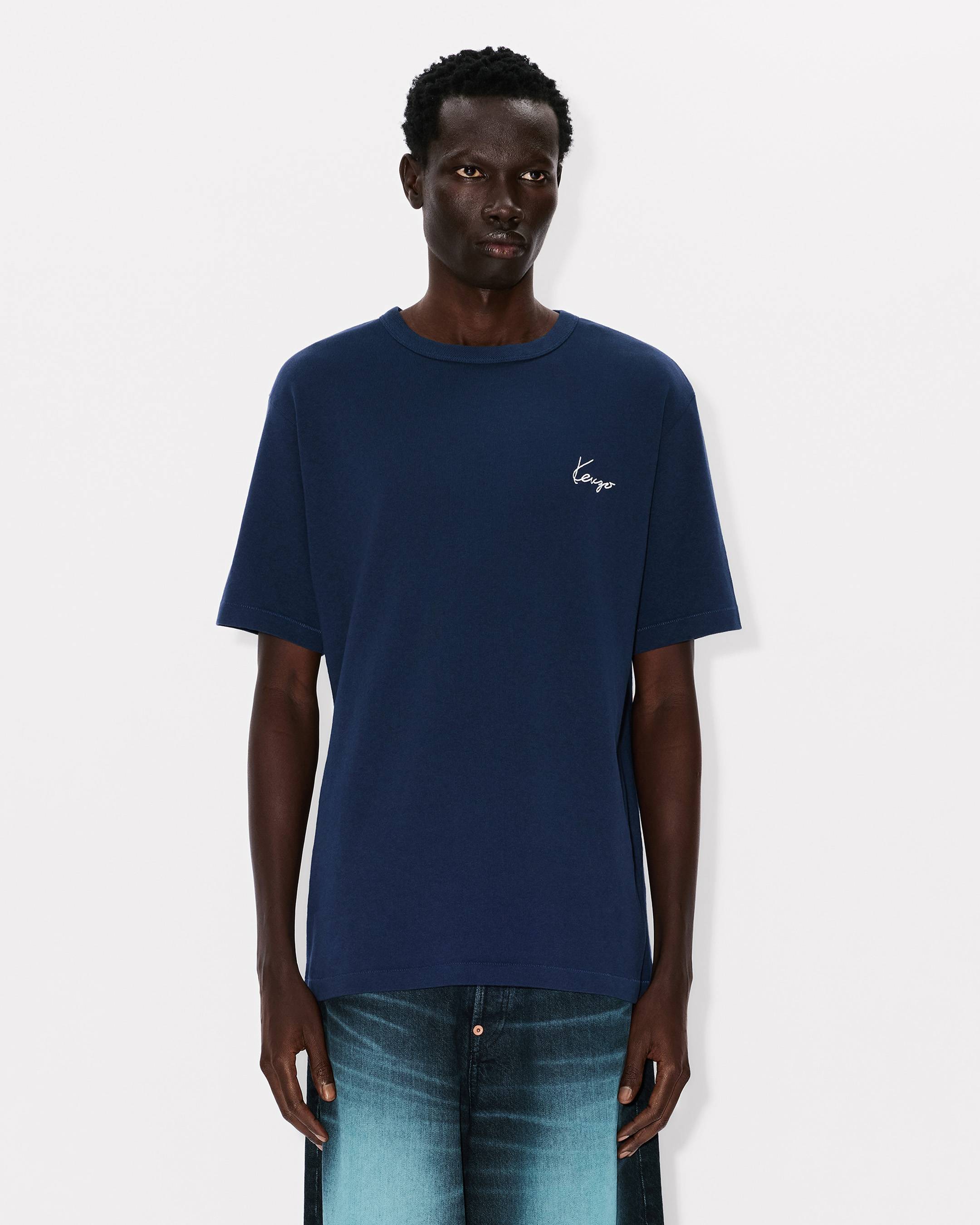 Kenzo Archive Rose Embroidered Outlined Tshirt In Cotton