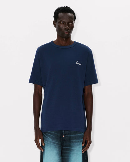 Kenzo Archive Rose Embroidered Outlined Tshirt In Cotton