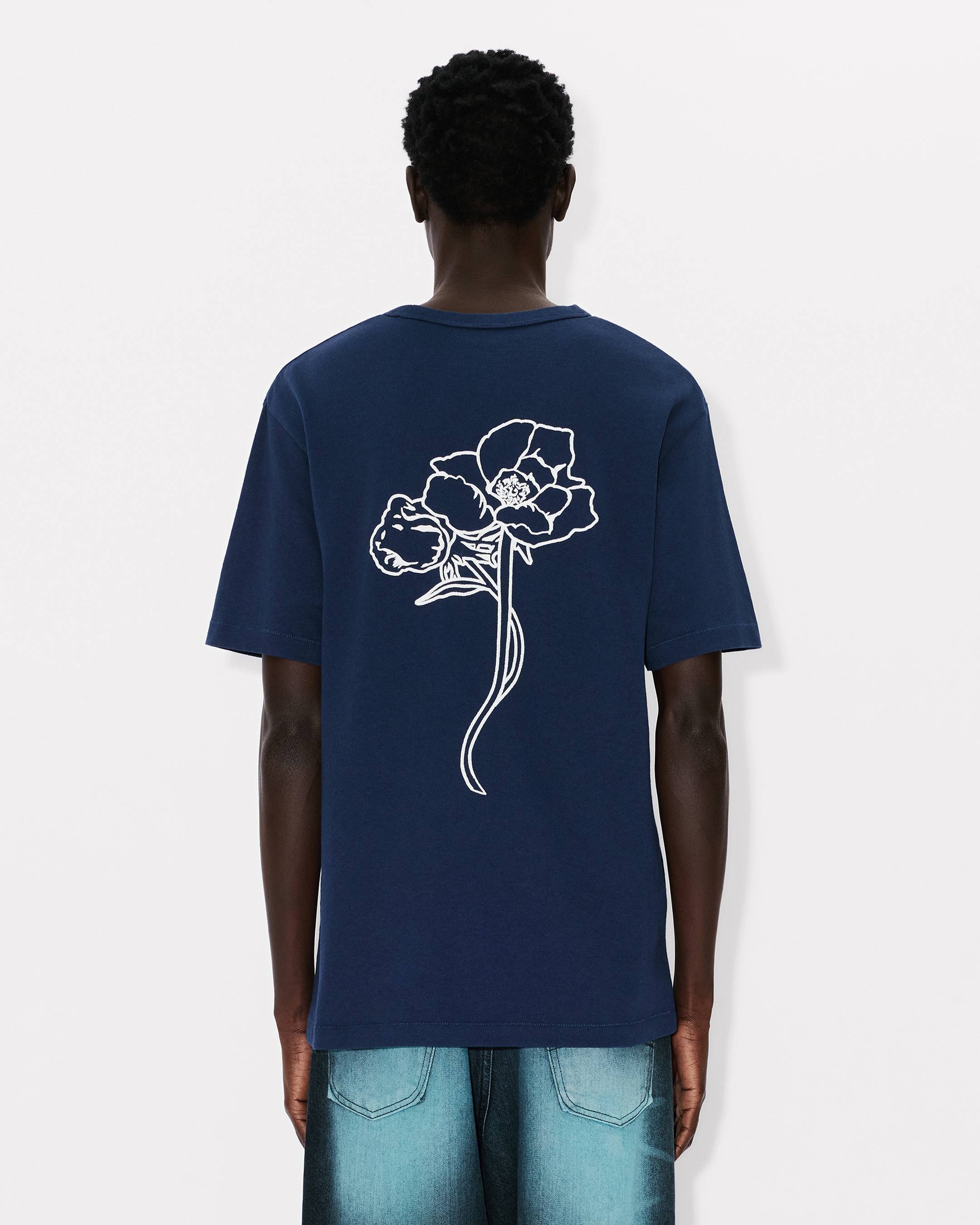 Kenzo Archive Rose Embroidered Outlined Tshirt In Cotton