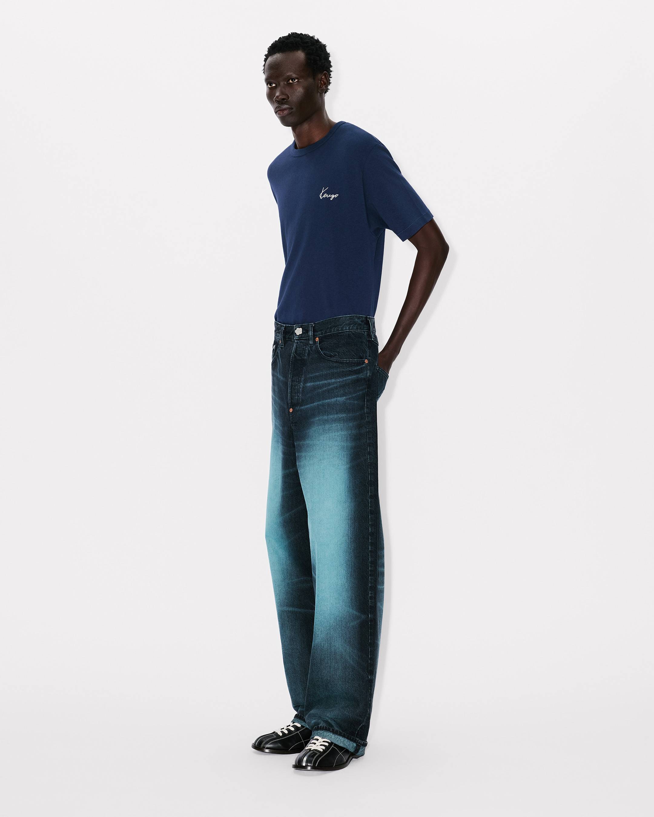 Kenzo Archive Rose Embroidered Outlined Tshirt In Cotton