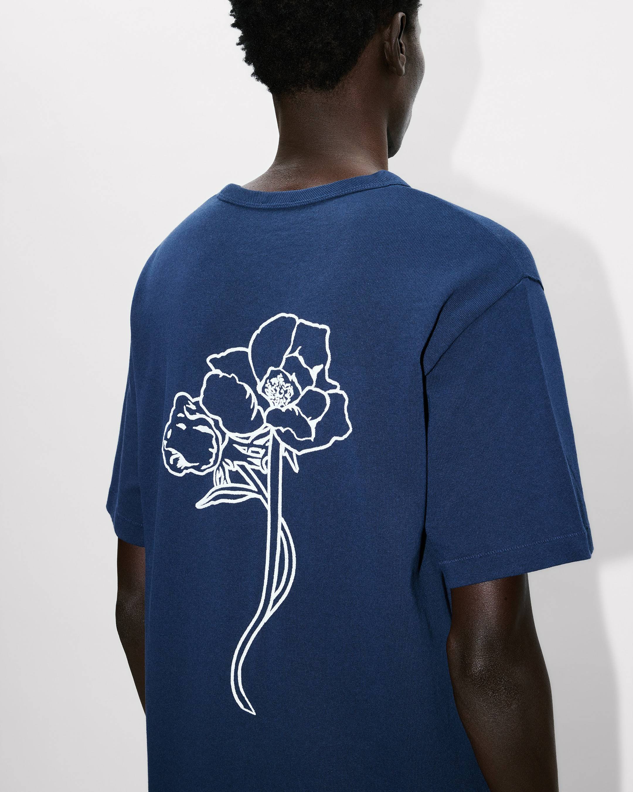 Kenzo Archive Rose Embroidered Outlined Tshirt In Cotton