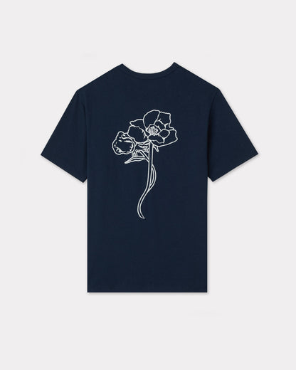 Kenzo Archive Rose Embroidered Outlined Tshirt In Cotton