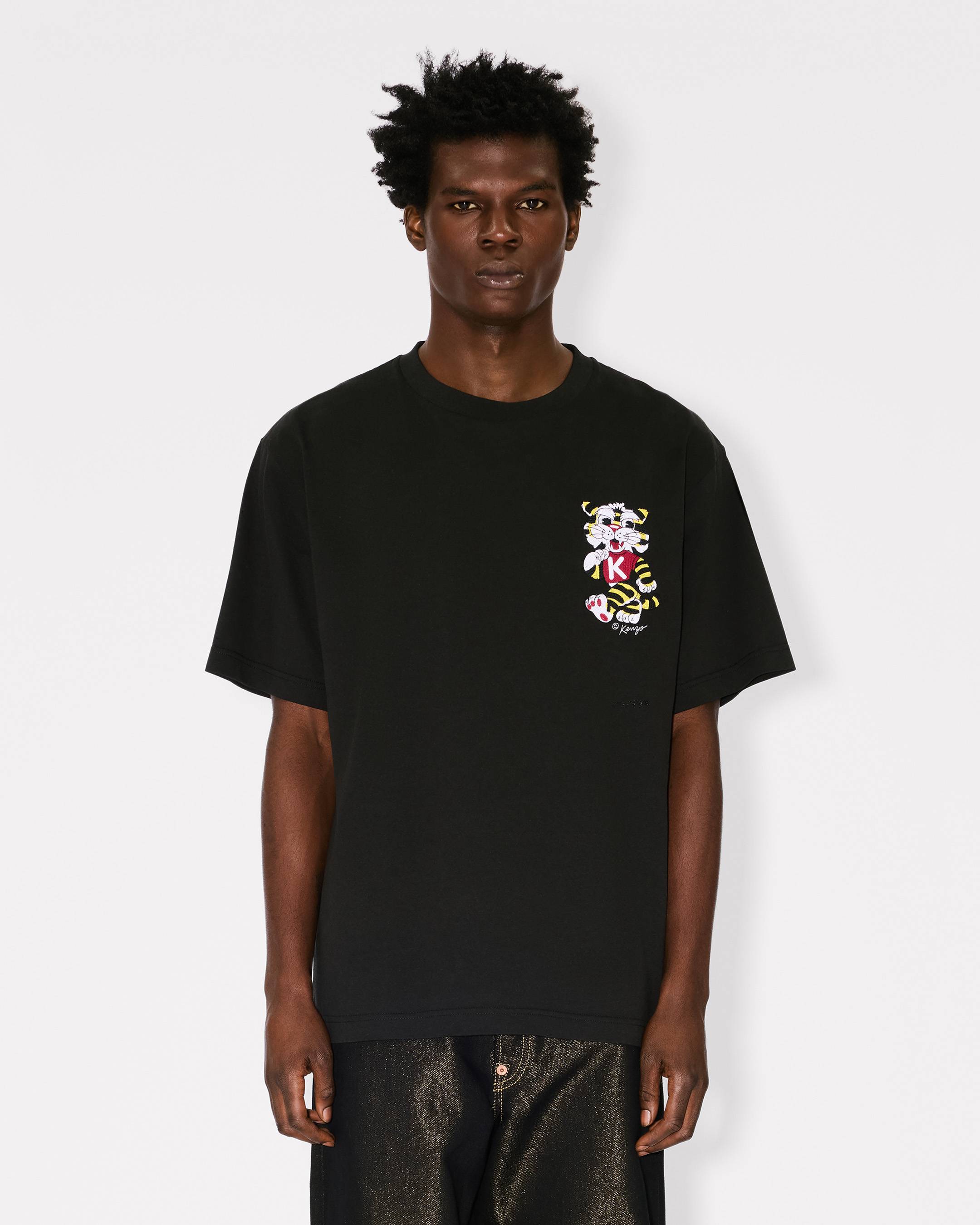 Kenzo Wild Tiger Embroidered Oversized Tshirt In Cotton