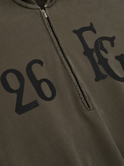 Essentials Baseball Club Half Zip Hoodie Faded Brown