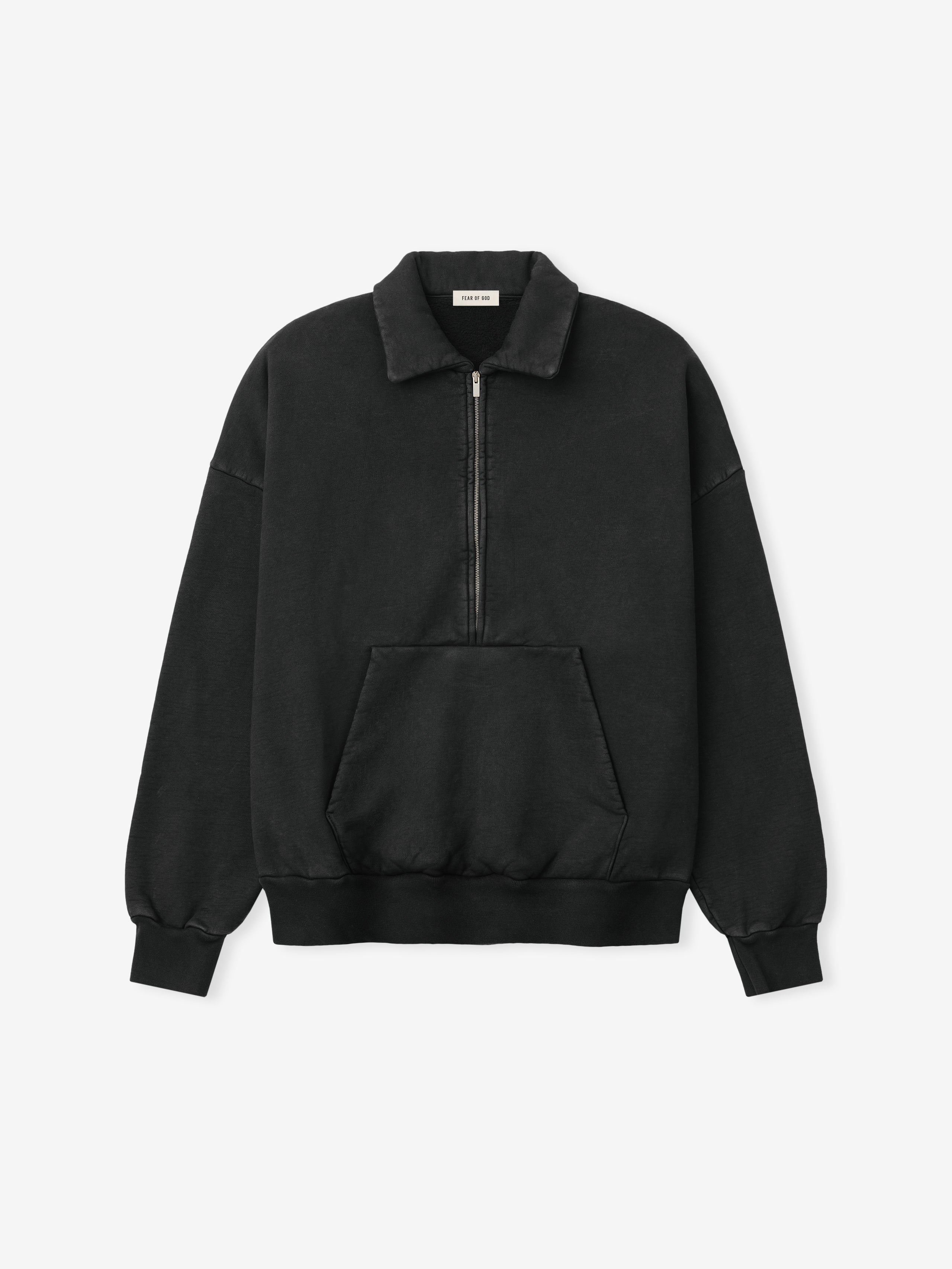 Essentials Sunfaded Half Zip Polo Sweatshirt Black