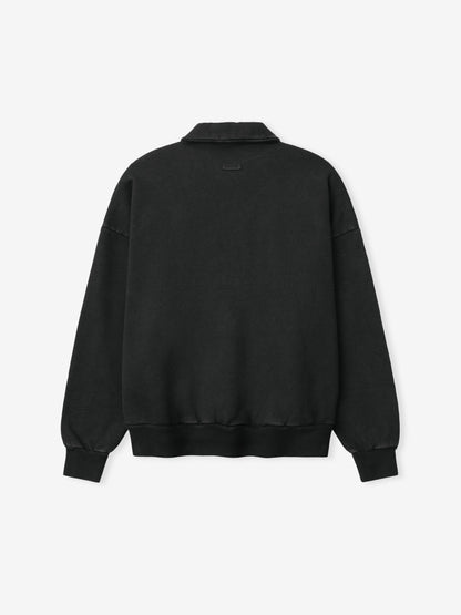 Essentials Sunfaded Half Zip Polo Sweatshirt Black