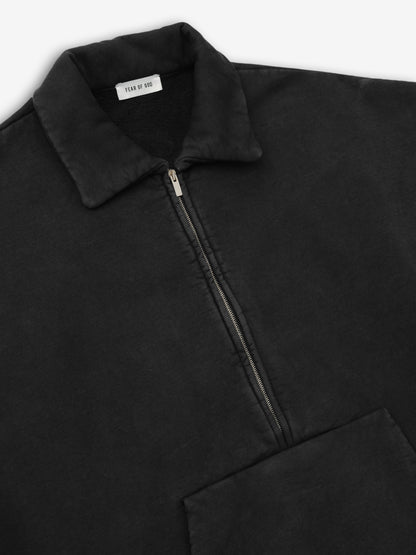 Essentials Sunfaded Half Zip Polo Sweatshirt Black