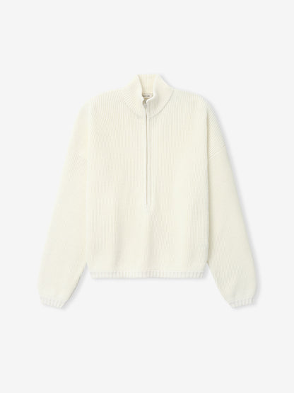 Essentials Zip-Up Sweater Long Sleeve Cream