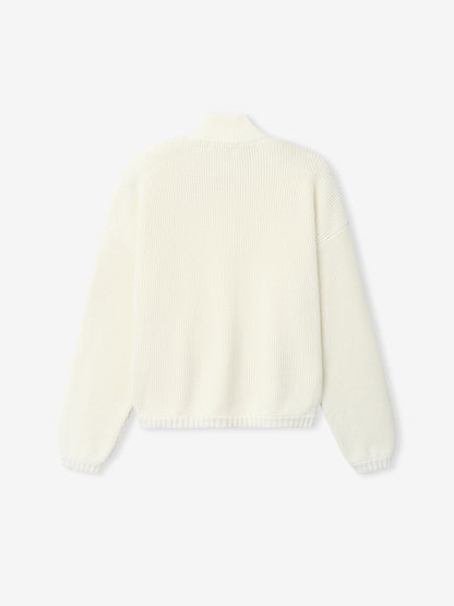 Essentials Zip-Up Sweater Long Sleeve Cream