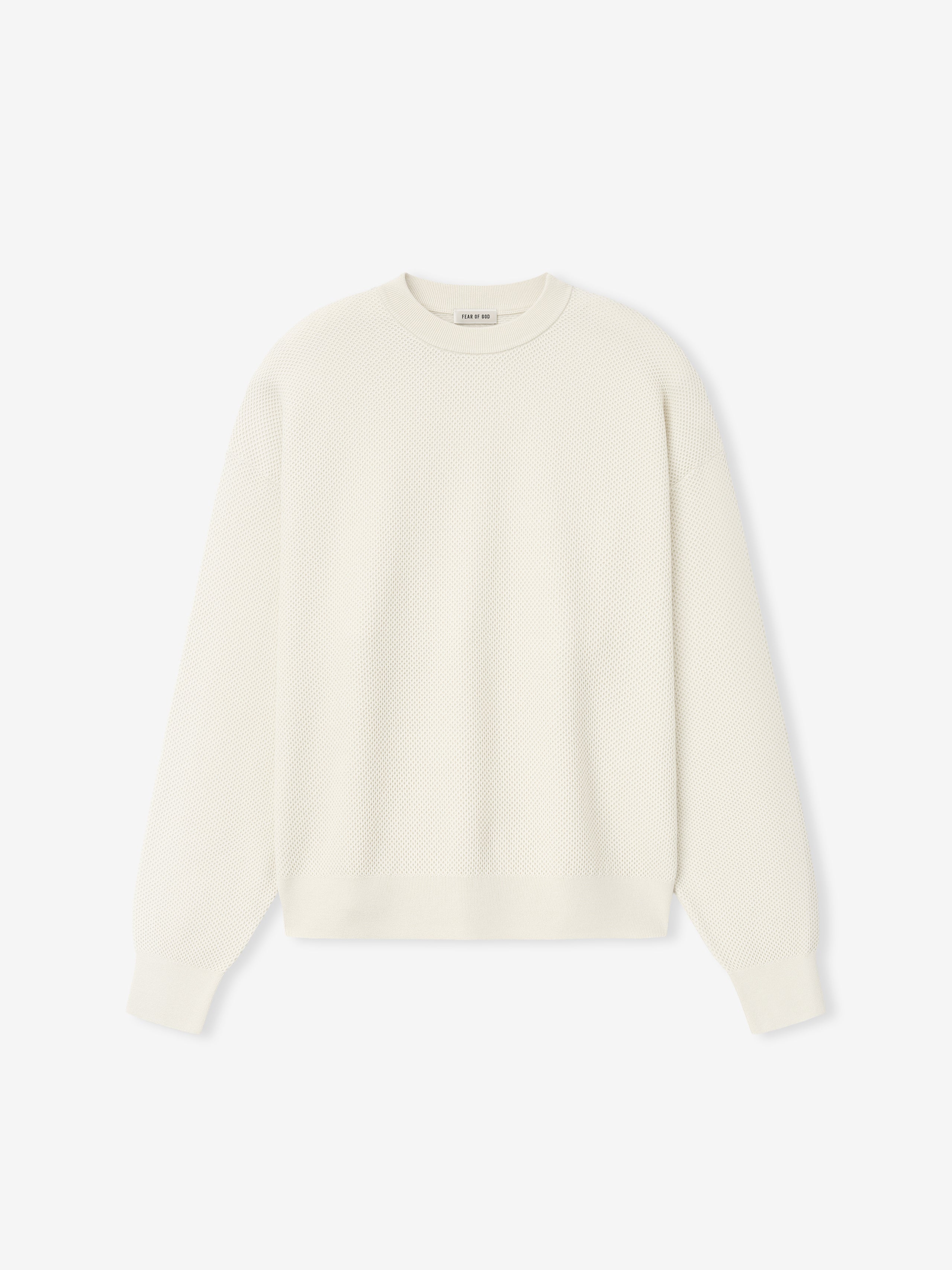 Essentials Wool Cotton Sport Mesh Knit Sweater Cream