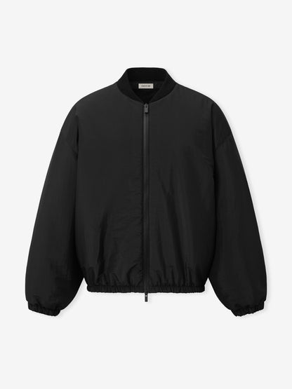 Essentials Nylon Taffeta Padded Bomber Jacket Off Black