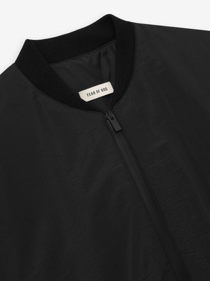 Essentials Nylon Taffeta Padded Bomber Jacket Off Black