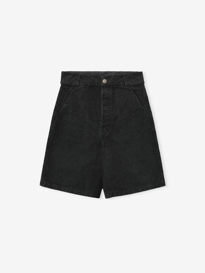 Essentials Washed Canvas Utility Shorts Washed Black