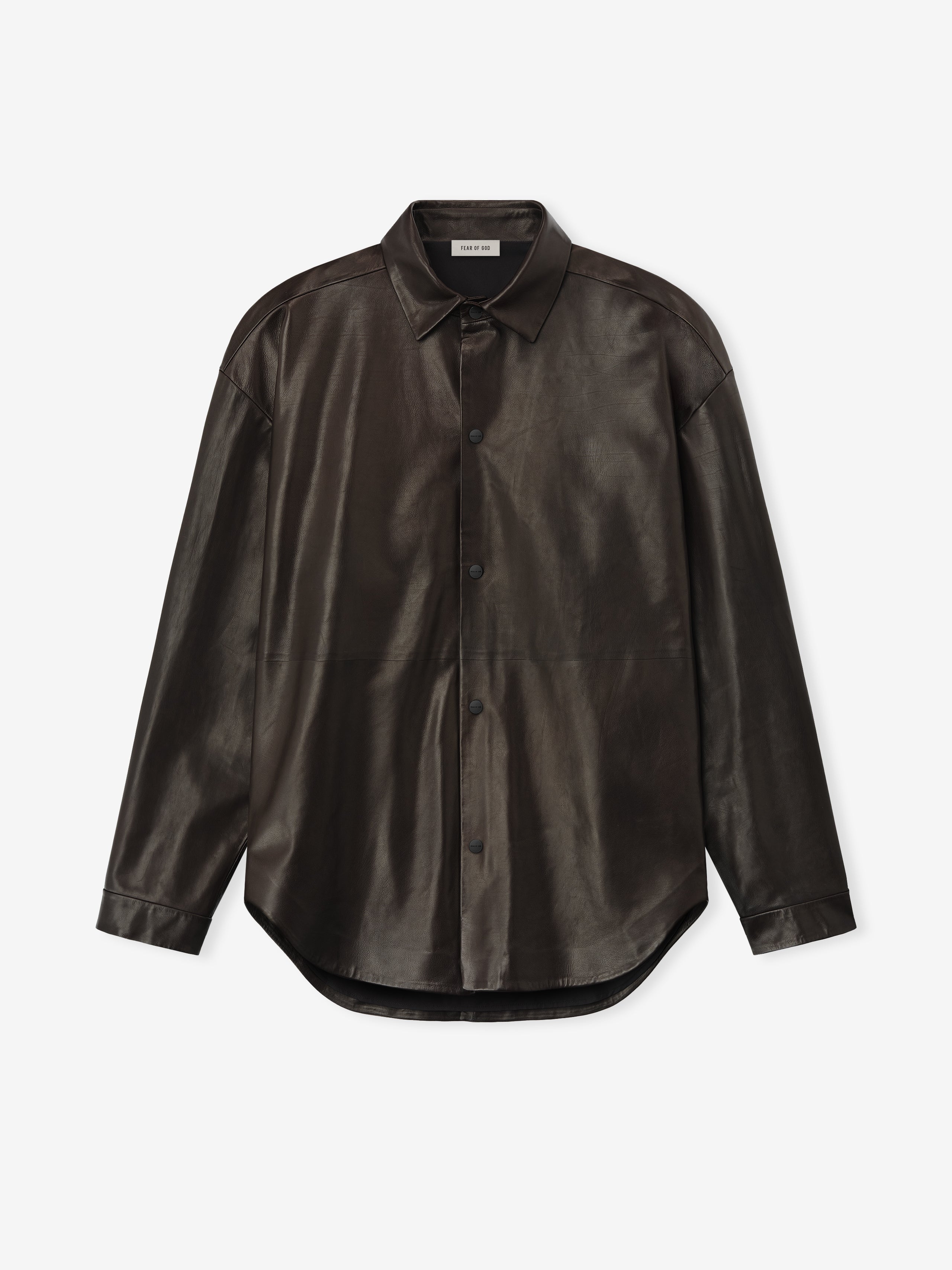 Essentials Leather Relaxed Shirt Dark Brown