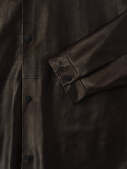Essentials Leather Relaxed Shirt Dark Brown