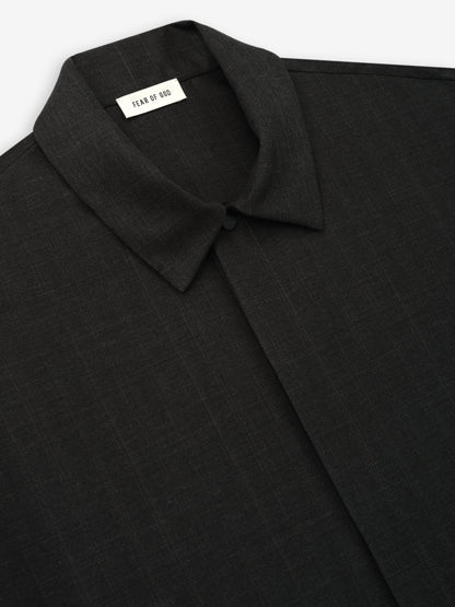 Essentials Grey Striped Wool Elastic Cuff Shirt Grey Striped