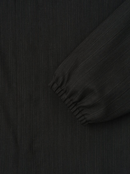 Essentials Black Striped Wool Elastic Cuff Shirt Black Striped