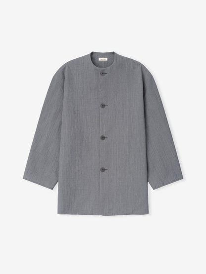 Essentials Wool Linen Collarless Sport Jacket Metallic Grey
