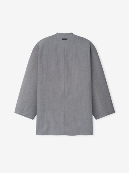 Essentials Wool Linen Collarless Sport Jacket Metallic Grey
