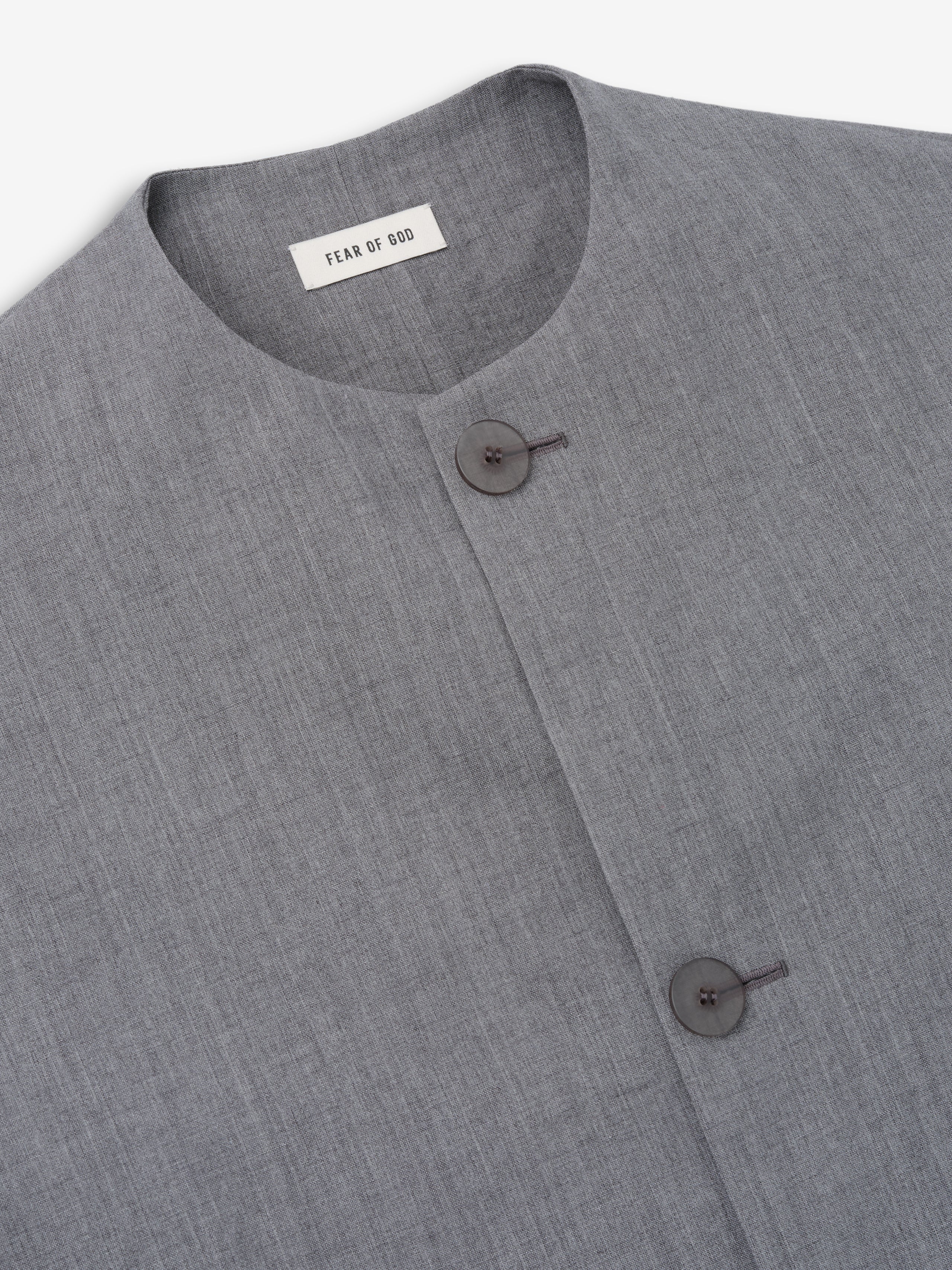 Essentials Wool Linen Collarless Sport Jacket Metallic Grey