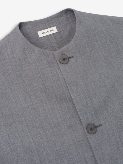 Essentials Wool Linen Collarless Sport Jacket Metallic Grey