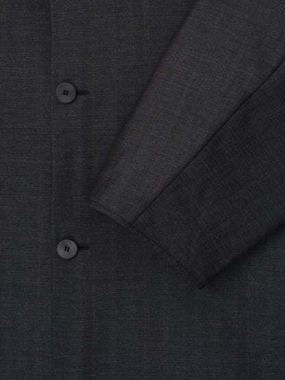 Essentials Grey Striped Wool Collarless Sport Jacket Grey Striped