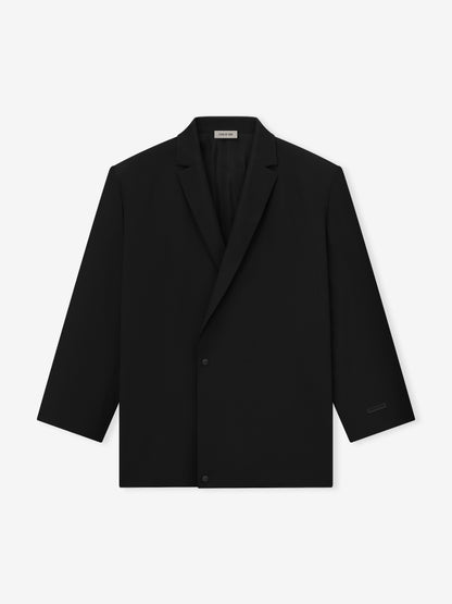 Essentials Wool Ripstop Relaxed Long Jacket Black