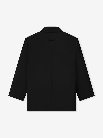 Essentials Wool Ripstop Relaxed Long Jacket Black
