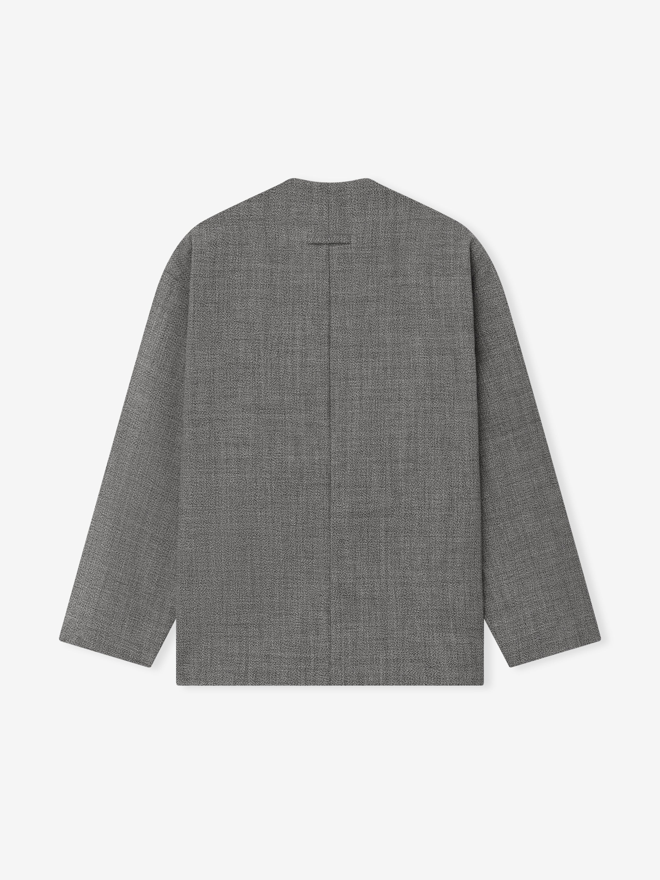 Essentials Mouline Wool Relaxed Lapelless Jacket Off White/Black