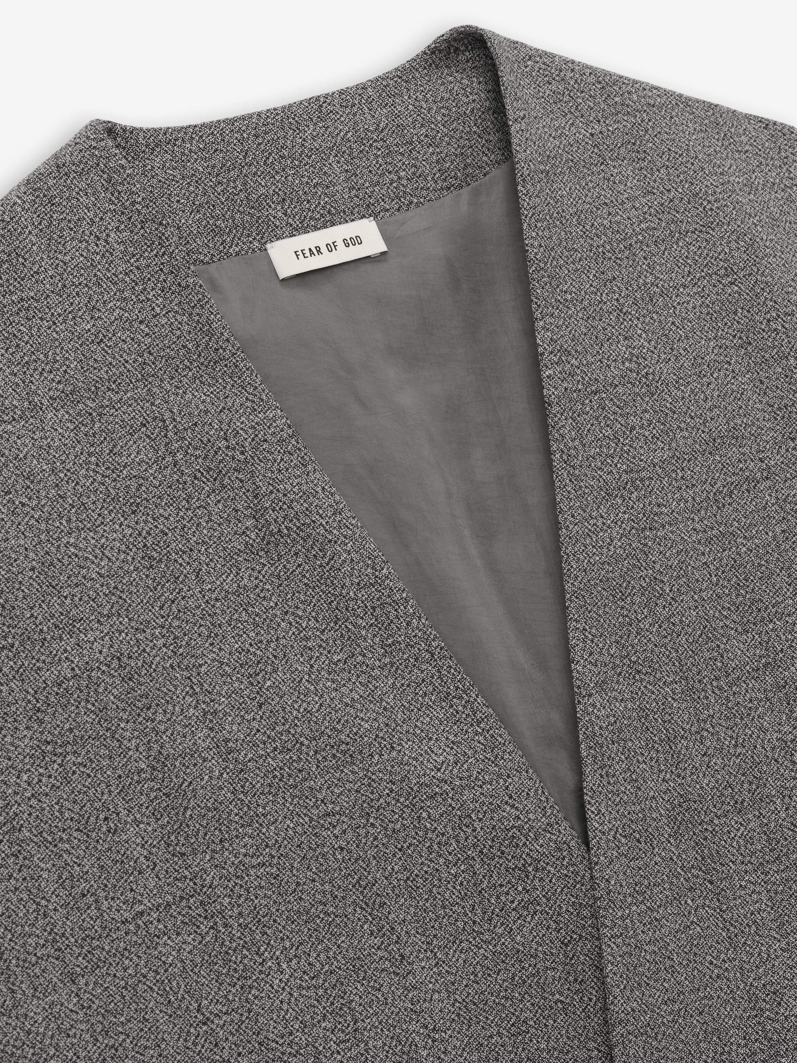 Essentials Mouline Wool Relaxed Lapelless Jacket Off White/Black