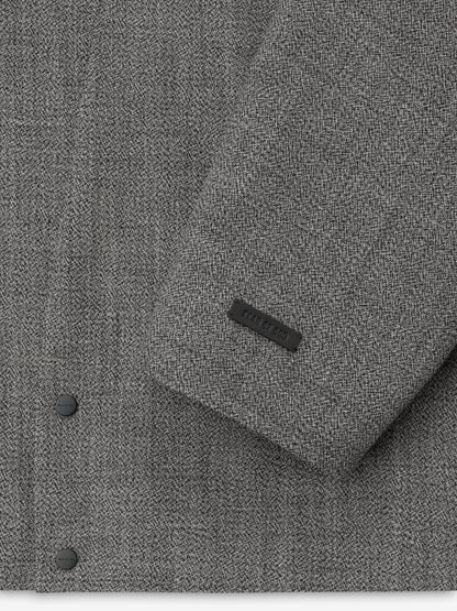 Essentials Mouline Wool Relaxed Lapelless Jacket Off White/Black
